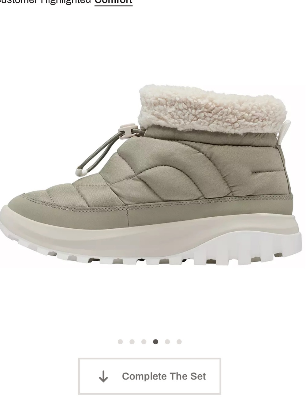 Columbia Quilted Ankle Winter Boot with Sherpa Collar - Light Olive